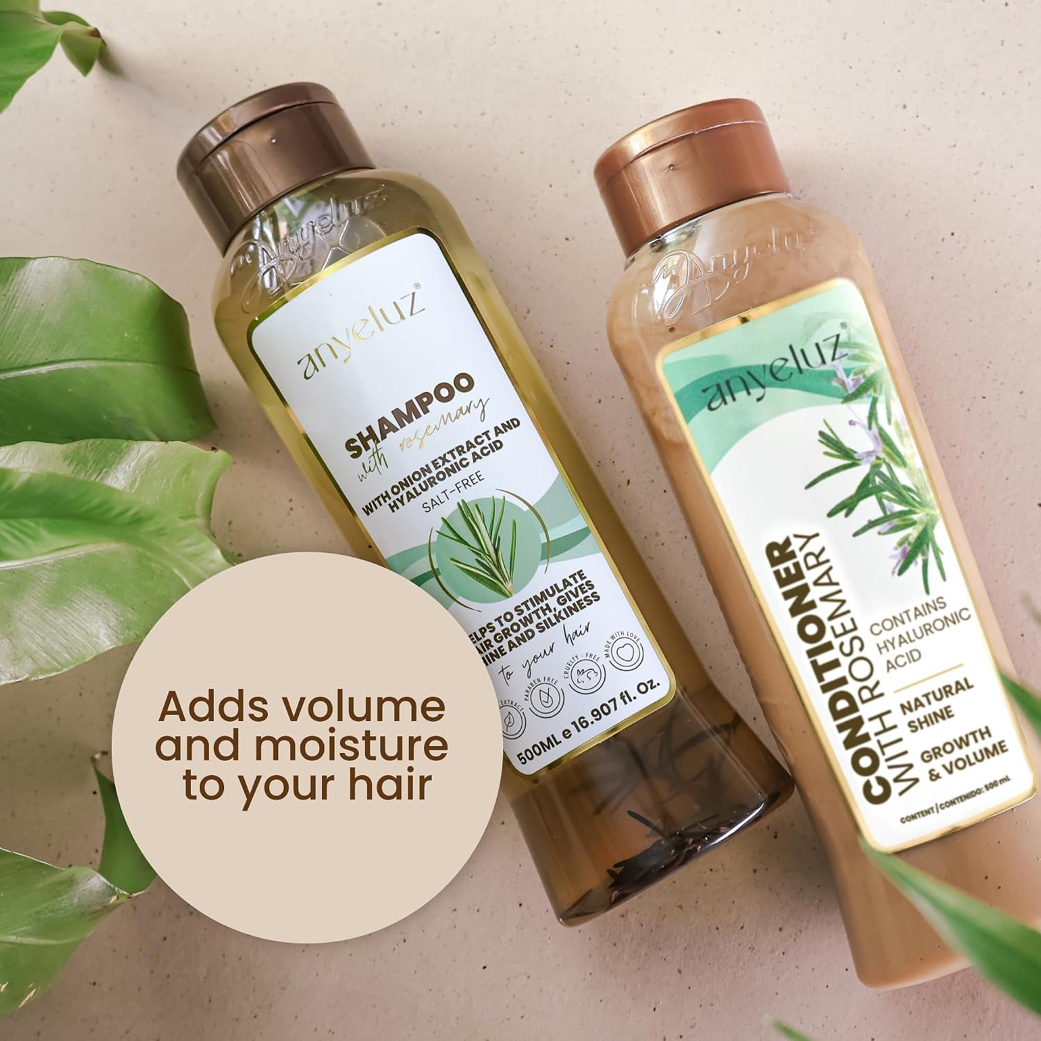 Rosemary Shampoo and Conditioner Set - with Hyaluronic Acid and Natural Extracts, Strengthens and Hydrates Hair for Shine and Vitality - ¡Tu Cabello Fuerte!