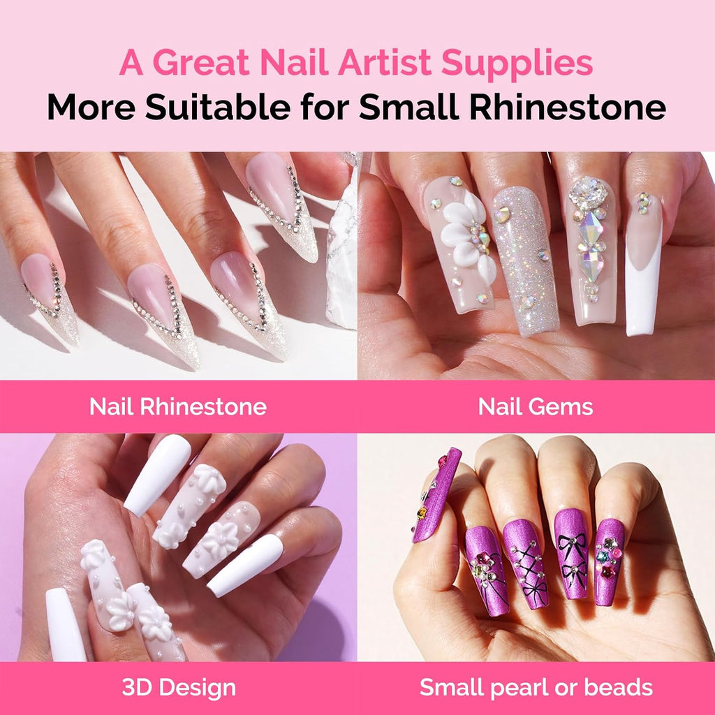 Nail Rhinestone Glue Set, 3D Gel Nail Art Design Strong Adhesive Nail Gem Glue for Nail Charms Gems Jewelry Decoration DIY Manicured at Home Cured Need Beauty Gifts for Women