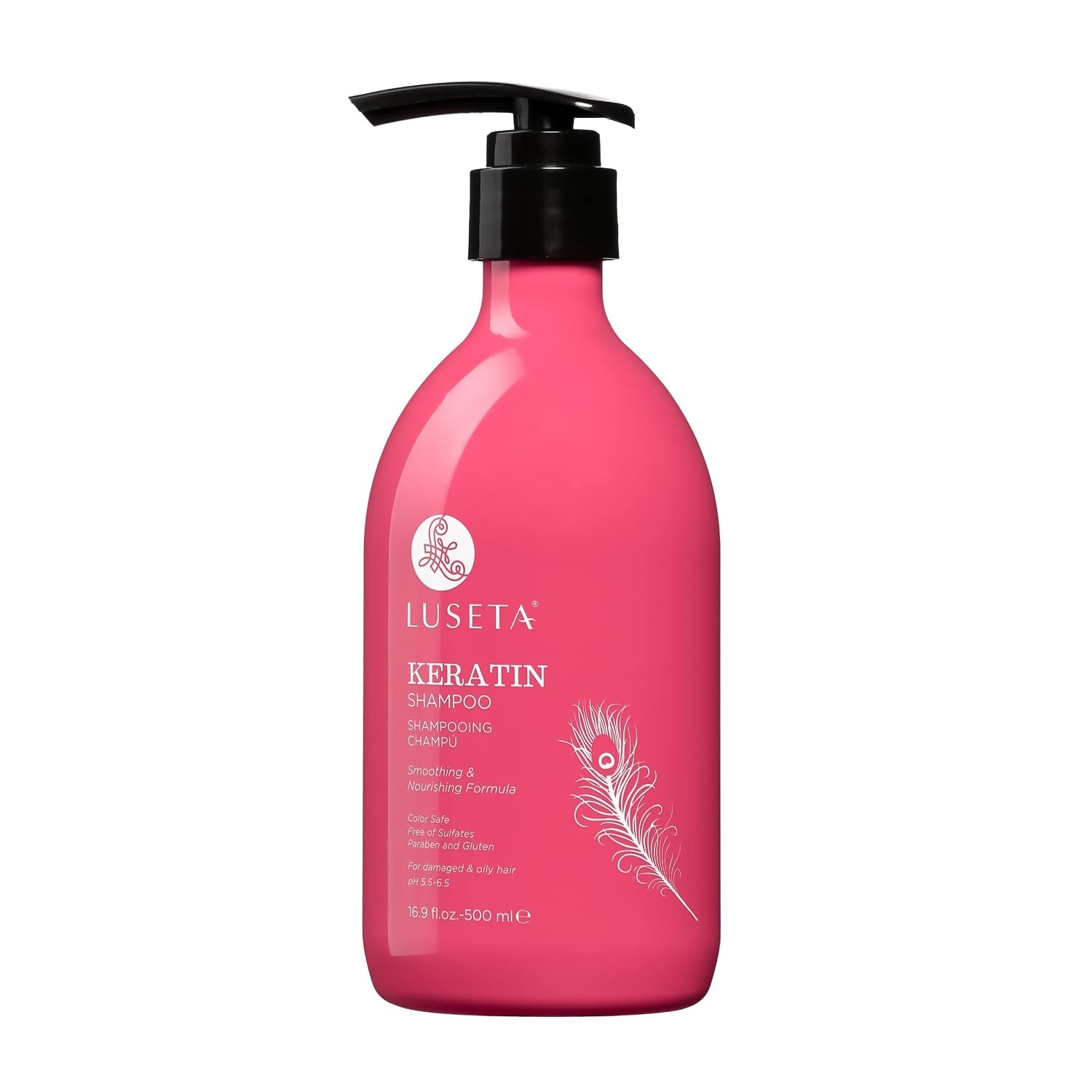 Keratin Shampoo for Dry Damaged Hair, Smoothing & Nourishing for Color Treated Hair Color Safe Reduce Breakage for Men and Women 16.9 Oz