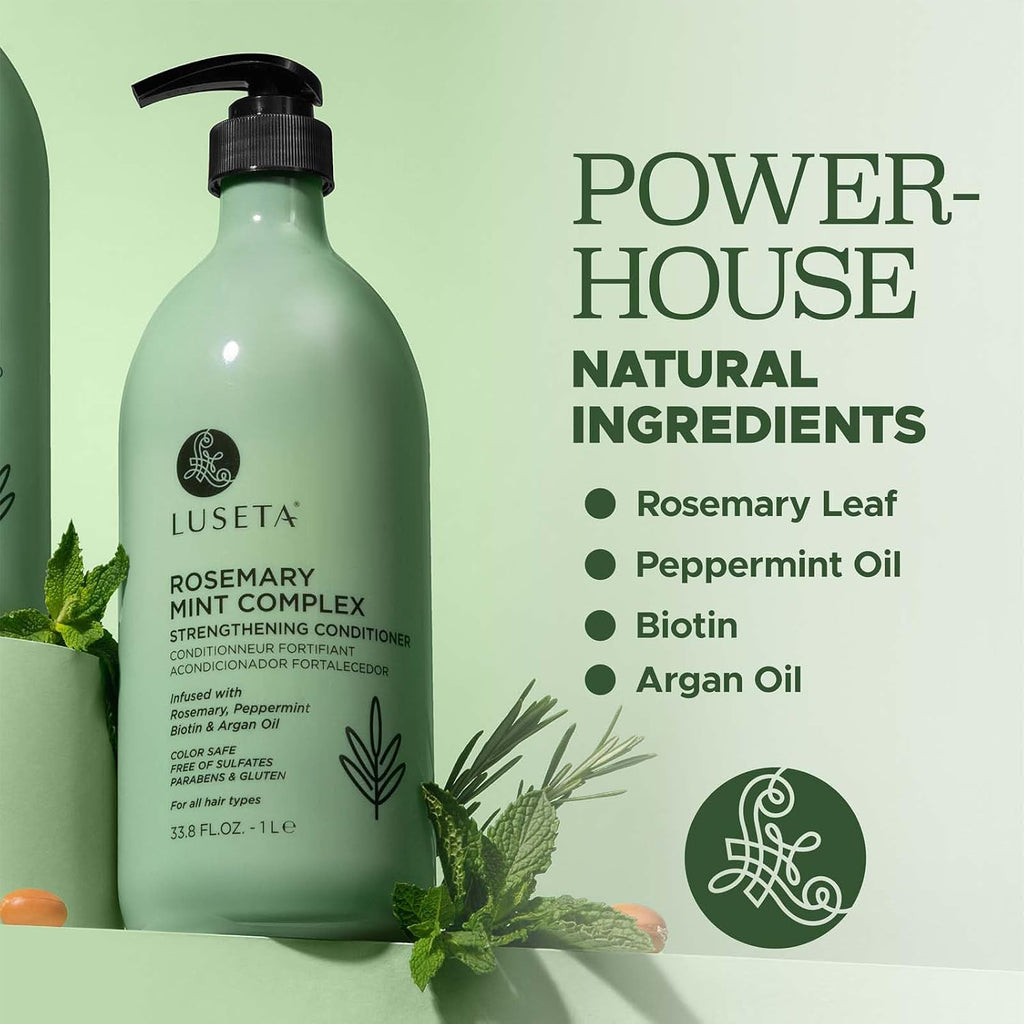 Rosemary Mint Strengthening Conditioner Moisturizing and Nourishing Damaged Hair Thickening Formula for Thinning Hair, Detangles Strands and Add Shine for All Hair Types, Sulfate Free 33.8Oz