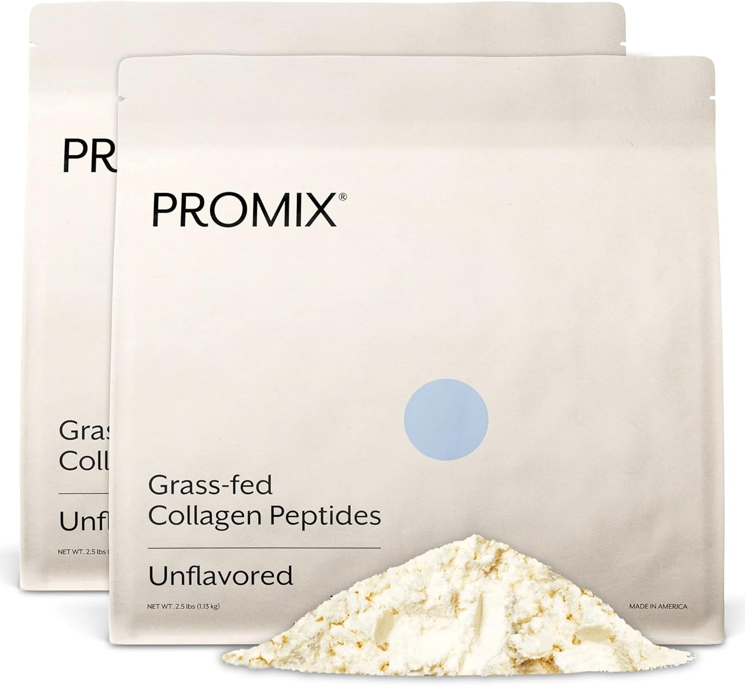 Promix Hydrolyzed Collagen Peptides - Type 1 Grass Fed Collagen, 4.7G Glycine, Type 3 Bioactive Peptides - Unflavored - 2.5 Pound (Pack of 2)