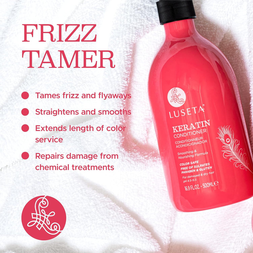 Keratin Conditioner for Damaged Hair – Sulfate Free Conditioner for Frizz Control, Split End Repair, Strengthening Weak Brittle Hair for Dry Damaged Hair Men Women – 16.9 Fl Oz