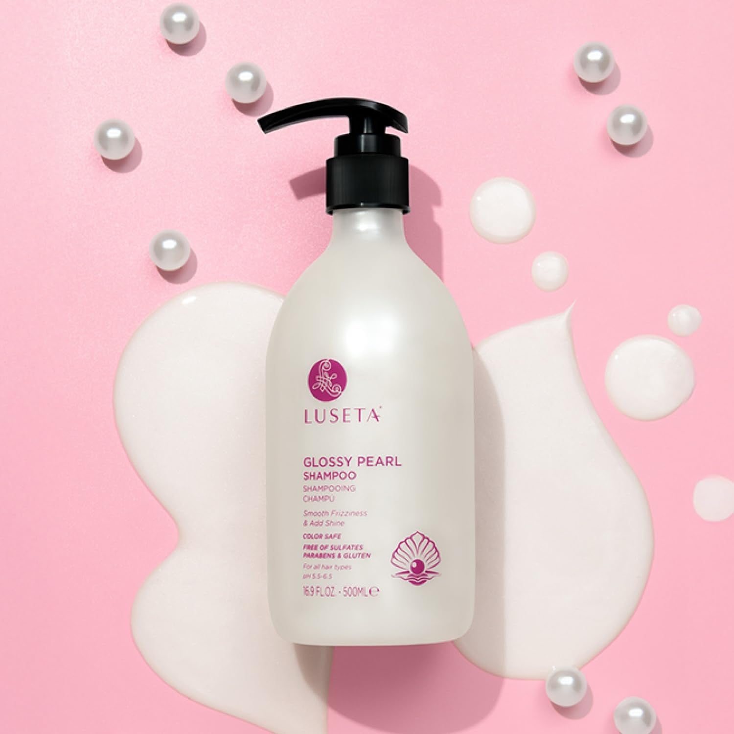 Glossy Pearl Shampoo for Smoothing and Nourishing Frizzy, Moisturizing Shampoo with Pearl Extract, Enhances Natural Luster for Dull Hair 16.9 Fl.Oz.