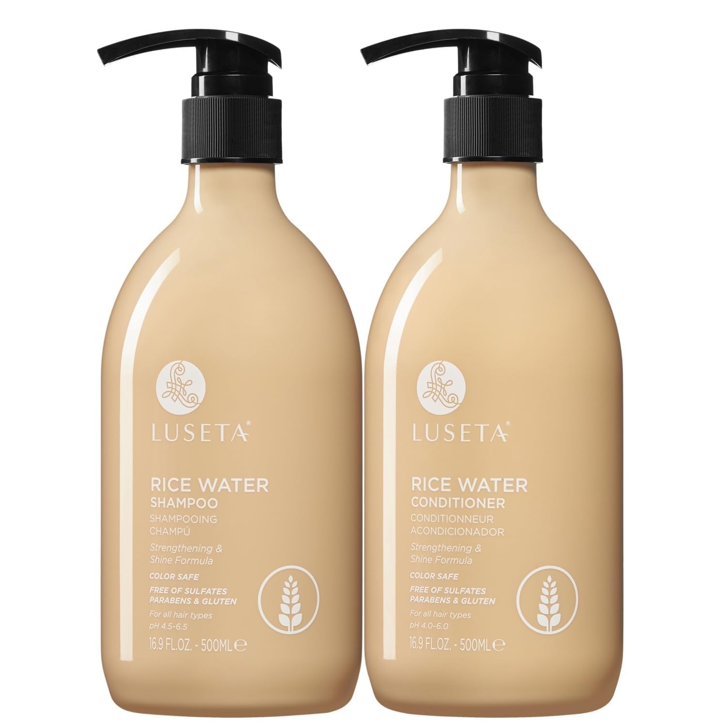 Rice Water Shampoo and Conditioner Set Strengthening & Nourishing Revitalizes Shine for All Hair Types Hydrating & Frizz Control for Women and Men 16.9Oz*2