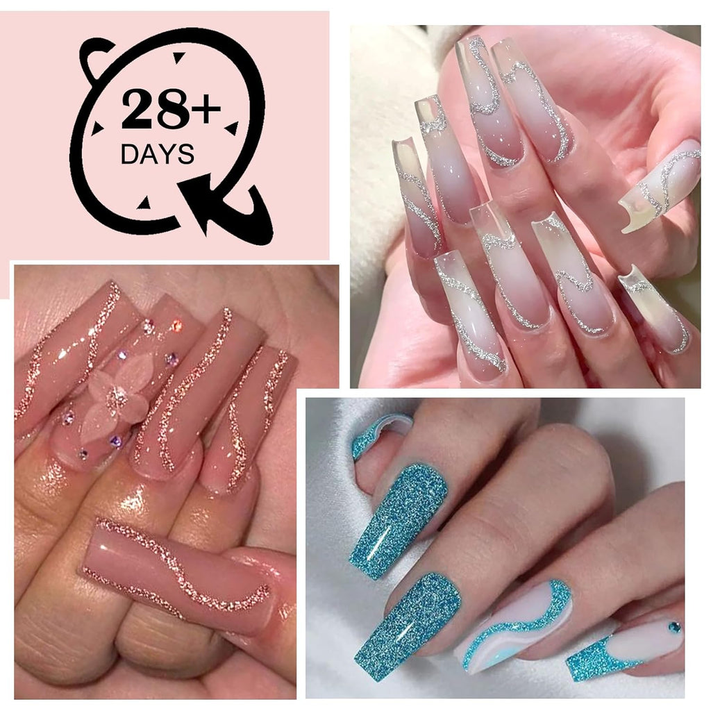 6Pcs Nail Art Gel Liner Glitter Gel Nail Polish Soak off Uv Lamp for Thin French Line Nails Manicure Nails Art Brush Paint Manicure at Home