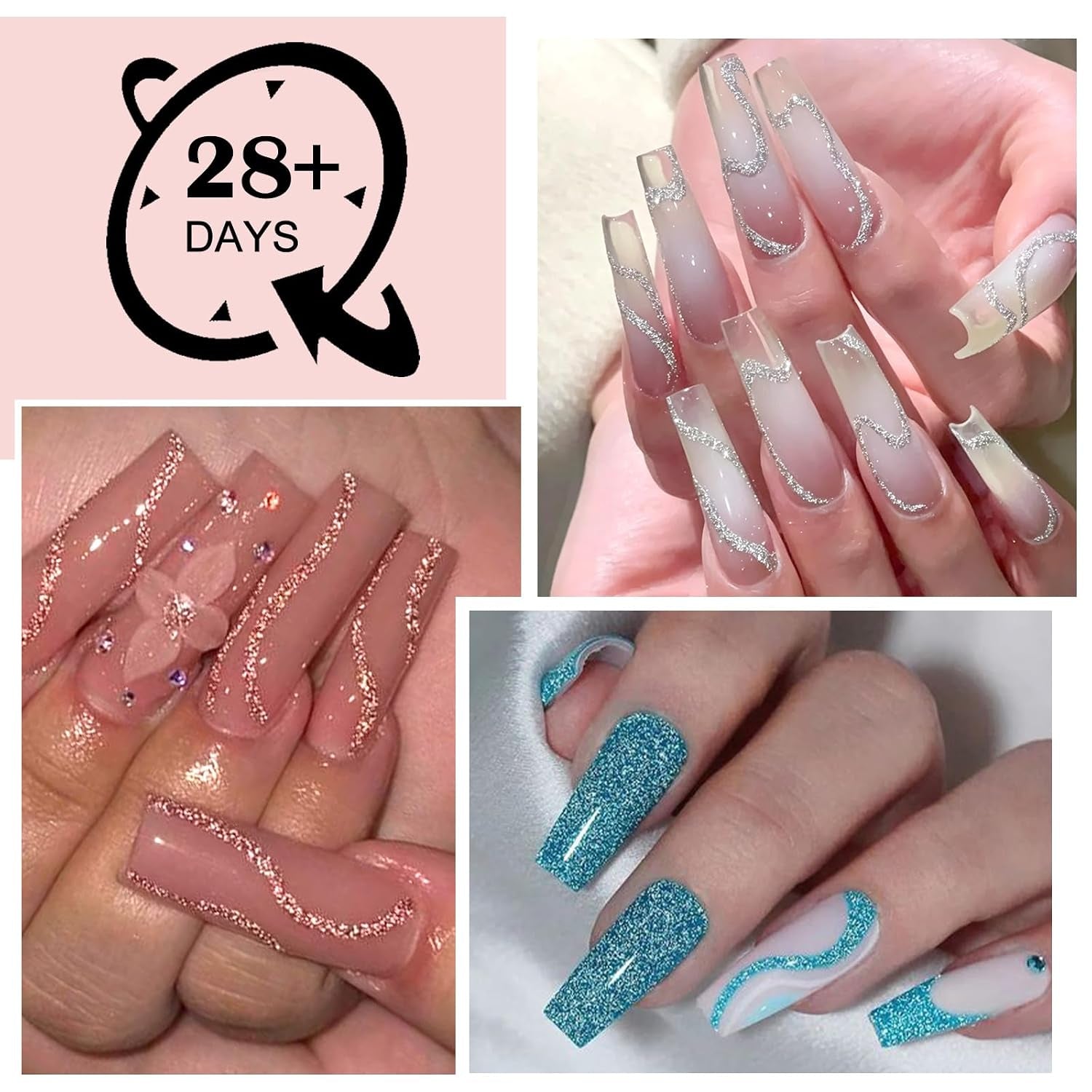 6Pcs Nail Art Gel Liner Glitter Gel Nail Polish Soak off Uv Lamp for Thin French Line Nails Manicure Nails Art Brush Paint Manicure at Home