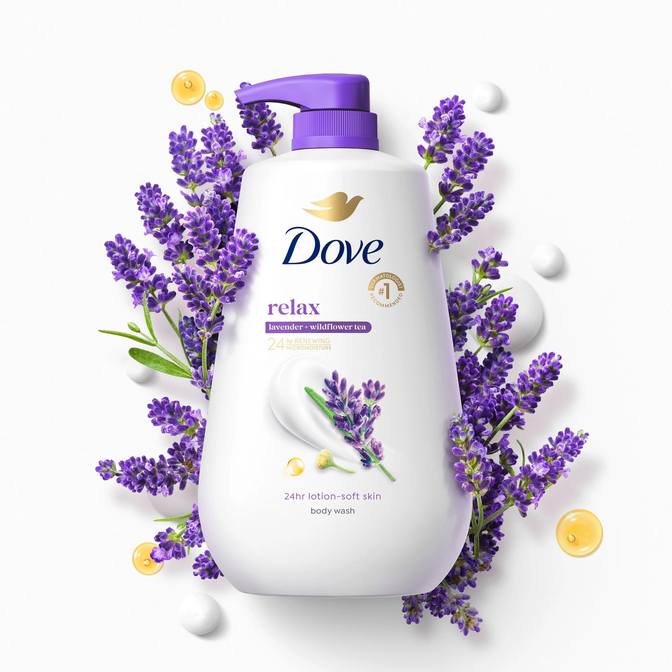 (3 Pack)  Body Wash with Pump for 24Hr Lotion-Soft Skin Relax Lavender Oil & Chamomile Moisturizing Skin Cleanser with No Sulfates No Parabens ,30.6 Fl Oz