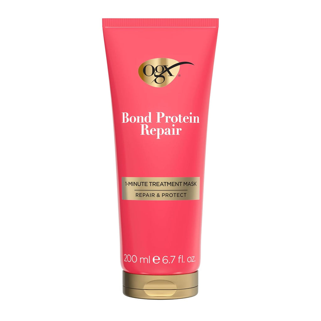 OGX Repair & Protect Bond Protein Repair 1-Minute Treatment Mask, Deep Conditioning Hair Mask Rapidly Repairs for Shiny, Smooth Hair That Lasts between Washes, 6.7 Fl. Oz
