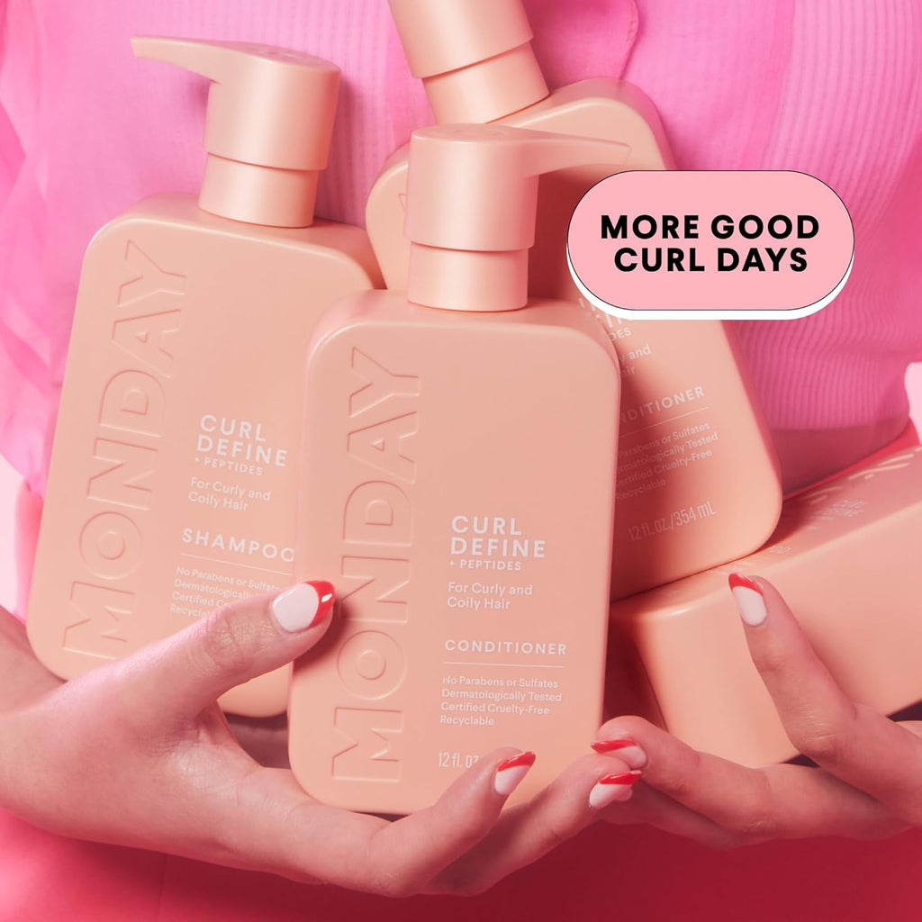 Curl Define Shampoo + Conditioner Set (2 Count) 12 Oz Each Nourishes Curls, Tames Frizz, Coconut Oil and Shea Butter Enhance Shine, 100% Recyclable Bottle