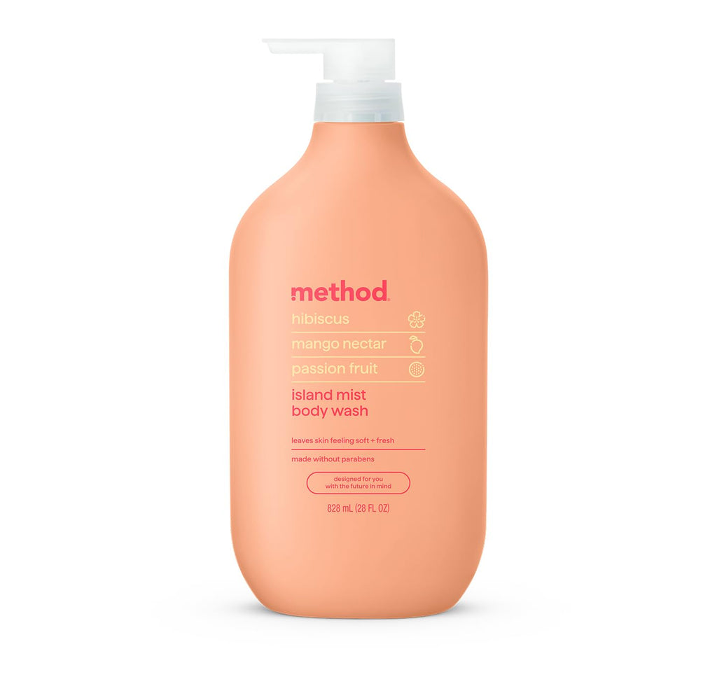 Method Body Wash, Island Mist-Leaves Skin Feeling Soft & Moisturized, Made without Parabens, Notes of Hibiscus, Mango Nectar & Passion Fruit, 28 Fl Oz