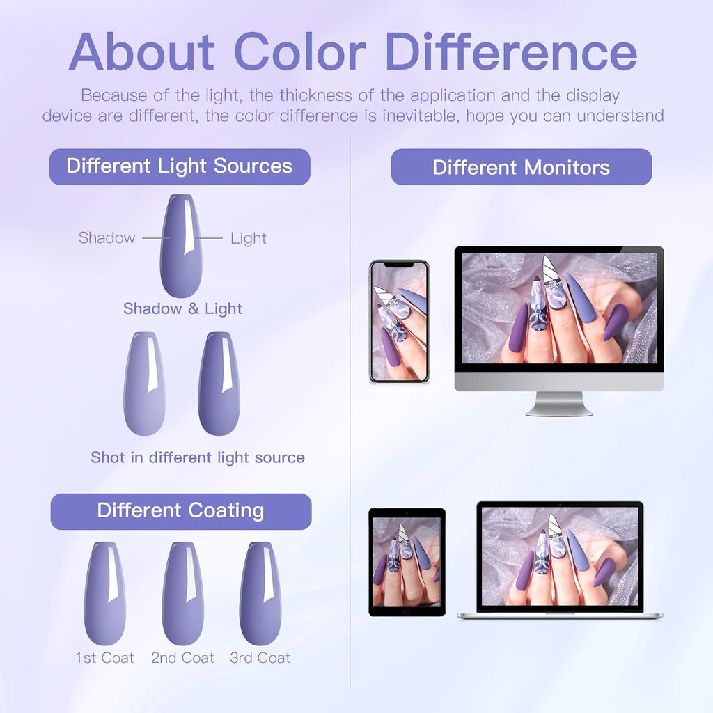 Gel Nail Polish Set 12 Colors Blue Purple Gel Polish Kit Baby Blue Lavender Dark Purple Glitter Gel Nail Polish Aquamarine Mermaid Soak off Uv LED Gel Manicure DIY Nail Home