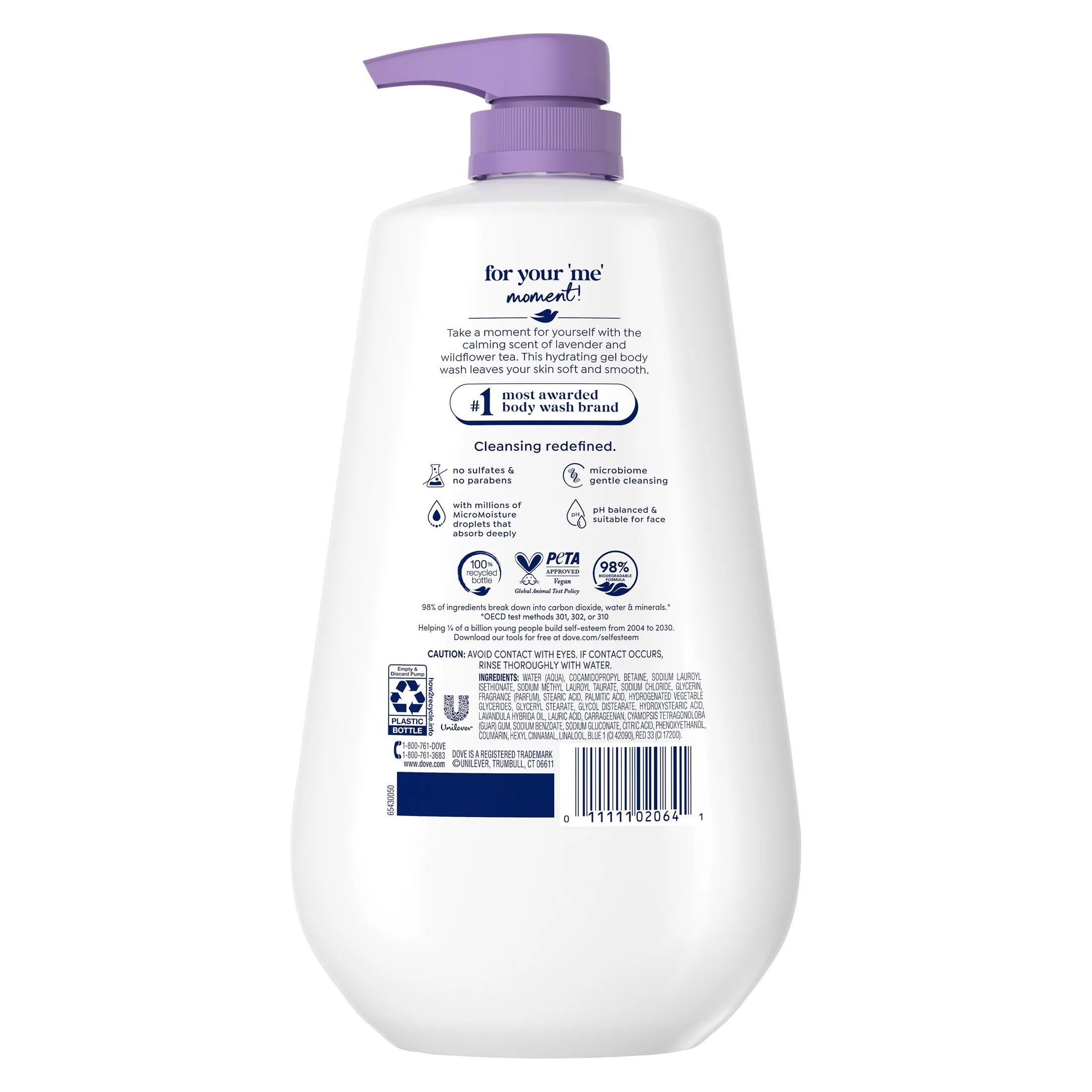 (3 Pack)  Body Wash with Pump for 24Hr Lotion-Soft Skin Relax Lavender Oil & Chamomile Moisturizing Skin Cleanser with No Sulfates No Parabens ,30.6 Fl Oz