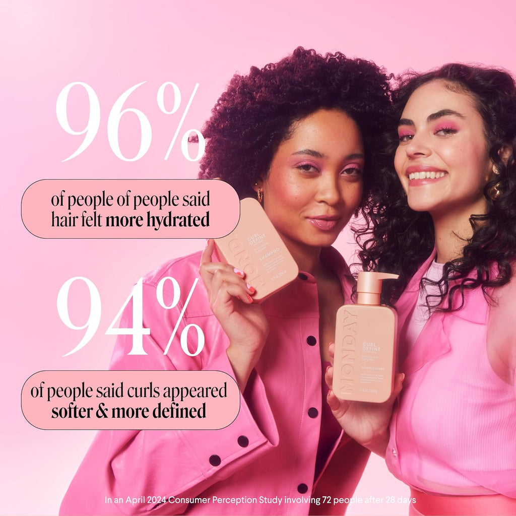 Curl Define Shampoo + Conditioner Set (2 Count) 12 Oz Each Nourishes Curls, Tames Frizz, Coconut Oil and Shea Butter Enhance Shine, 100% Recyclable Bottle