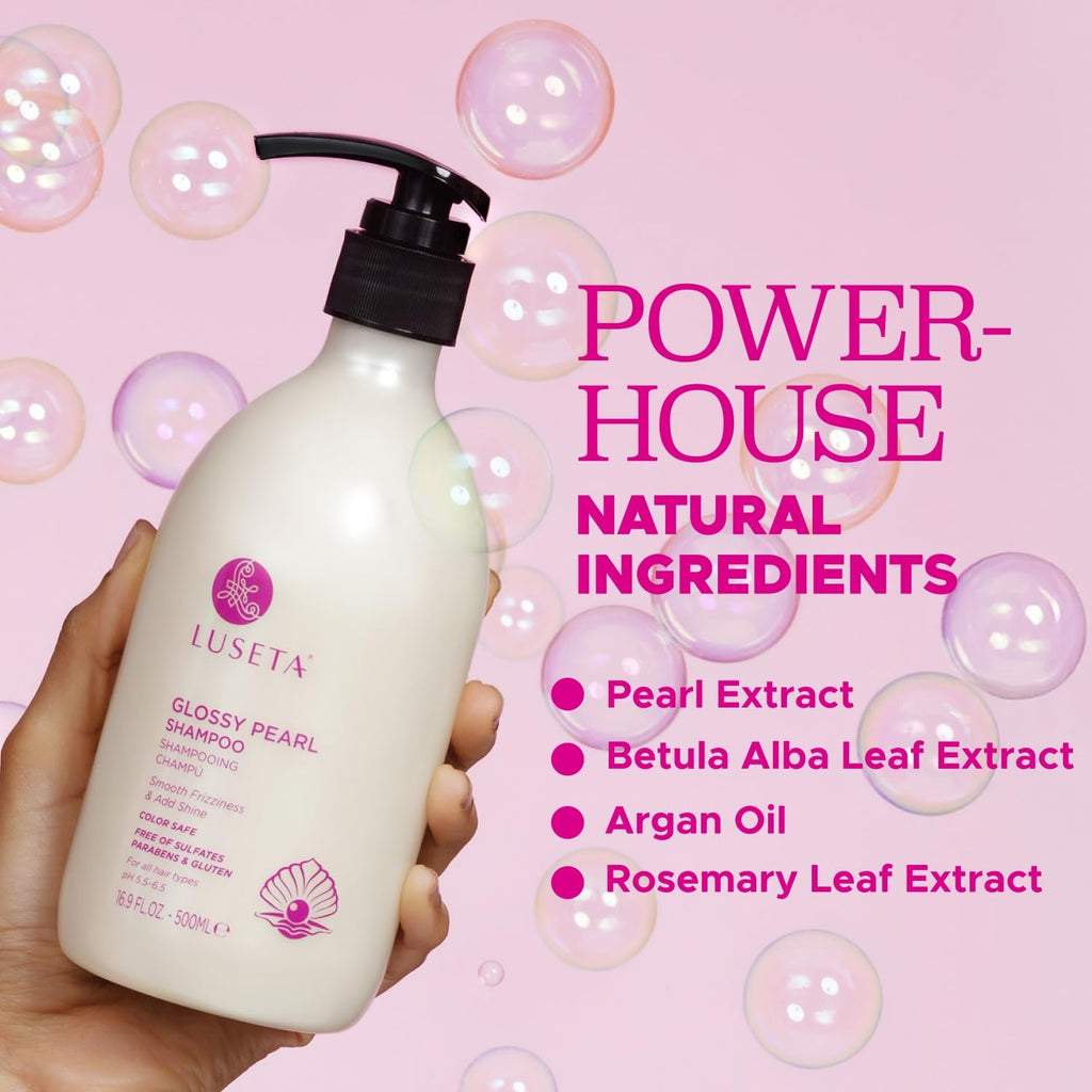 Glossy Pearl Shampoo for Smoothing and Nourishing Frizzy, Moisturizing Shampoo with Pearl Extract, Enhances Natural Luster for Dull Hair 16.9 Fl.Oz.