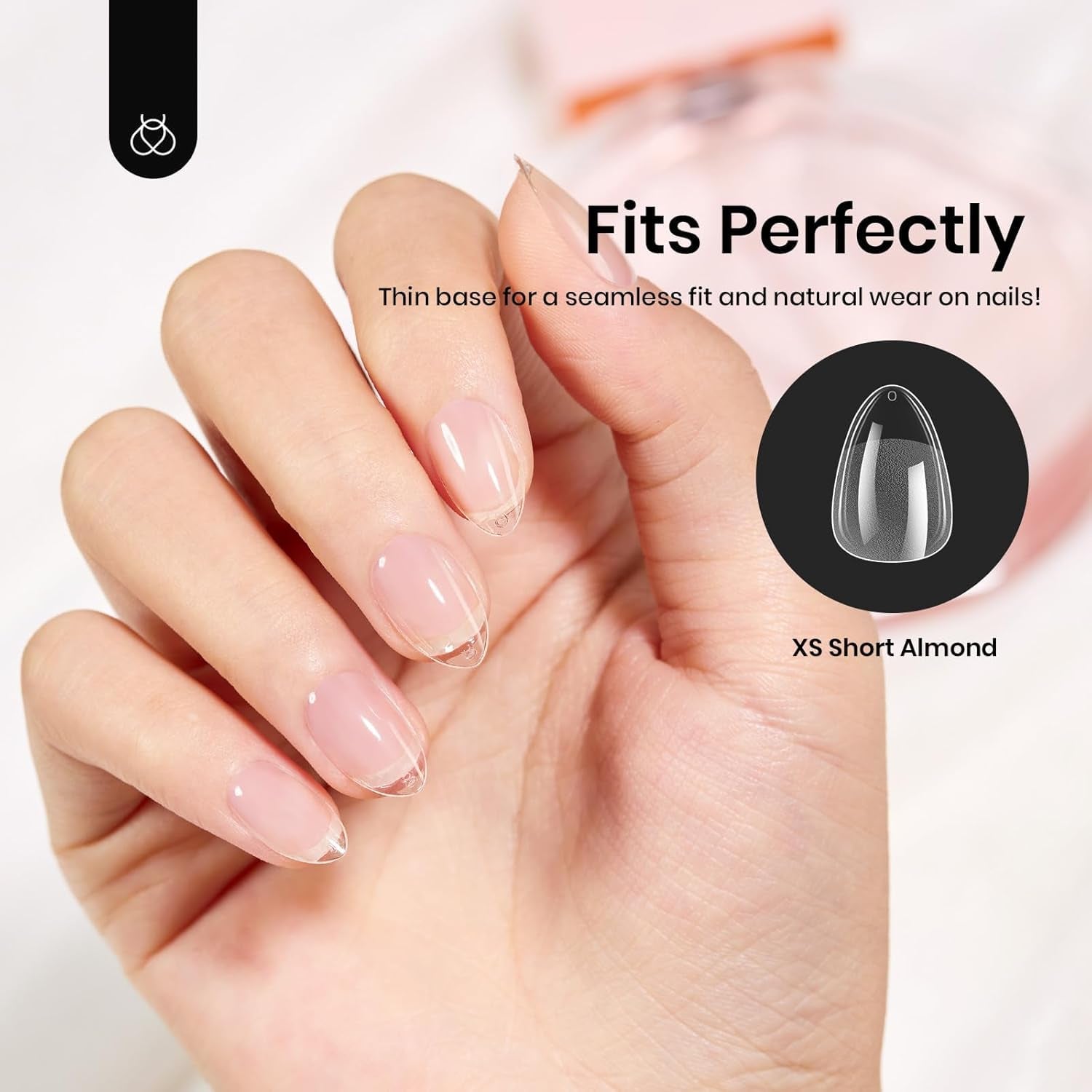Beetles Gel Nail Tips 576Pcs Extra Short Almond Fake Nails Etch-X