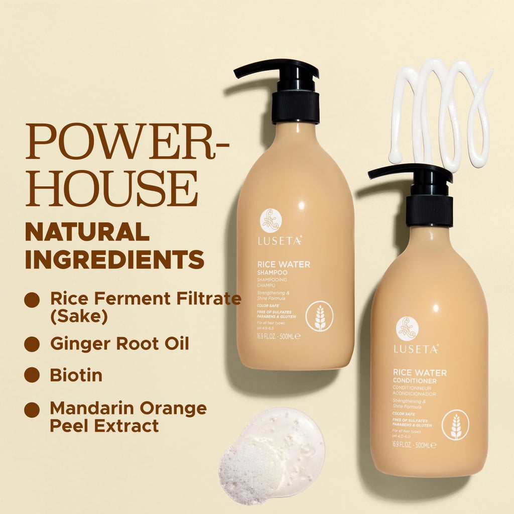 Rice Water Shampoo and Conditioner Set Strengthening & Nourishing Revitalizes Shine for All Hair Types Hydrating & Frizz Control for Women and Men 16.9Oz*2