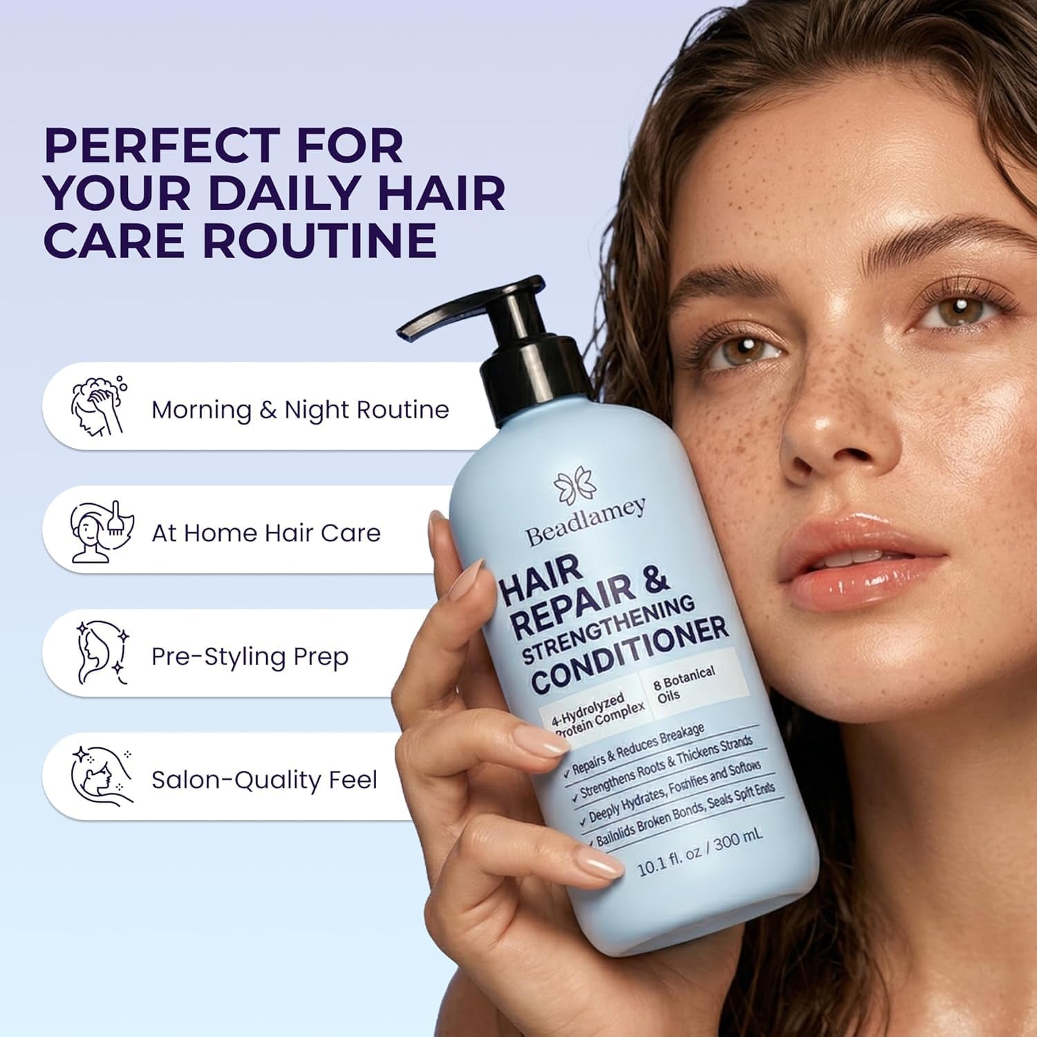Biotin Shampoo & Conditioner Set for Longer Hair: Promotes Healthy Hair Growth, Strengthens Damaged Hair, Prevents Hair Breakage, Infused with Biotin - 10.1 FL OZ / 300 ML
