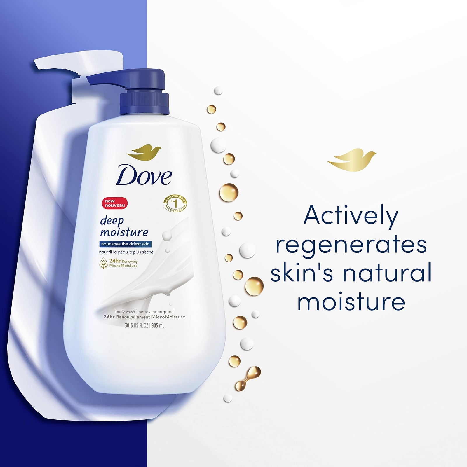 Dove Deep Moisture Body Wash 30.6 Fl Oz Pack of 3 Nourishing Hydration