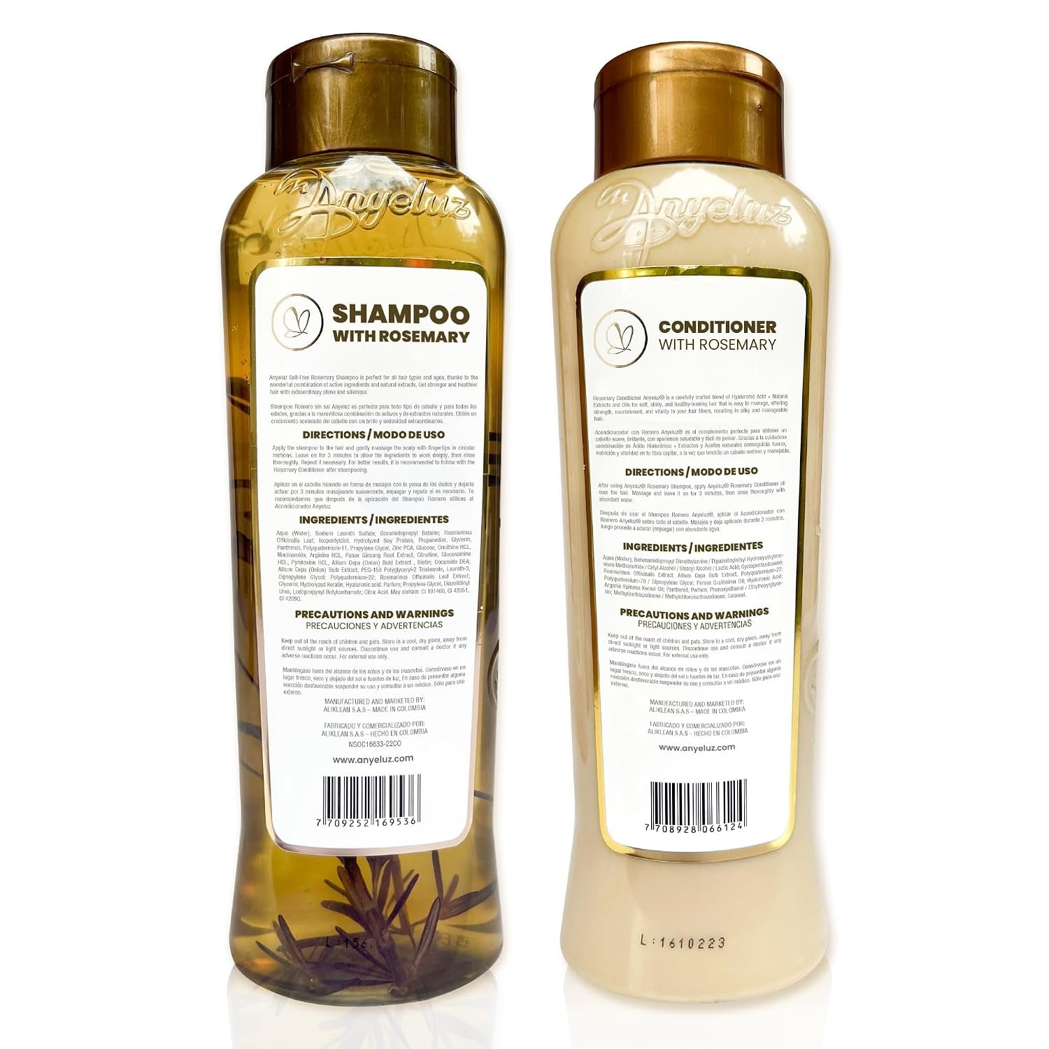 Rosemary Shampoo and Conditioner Set - with Hyaluronic Acid and Natural Extracts, Strengthens and Hydrates Hair for Shine and Vitality - ¡Tu Cabello Fuerte!