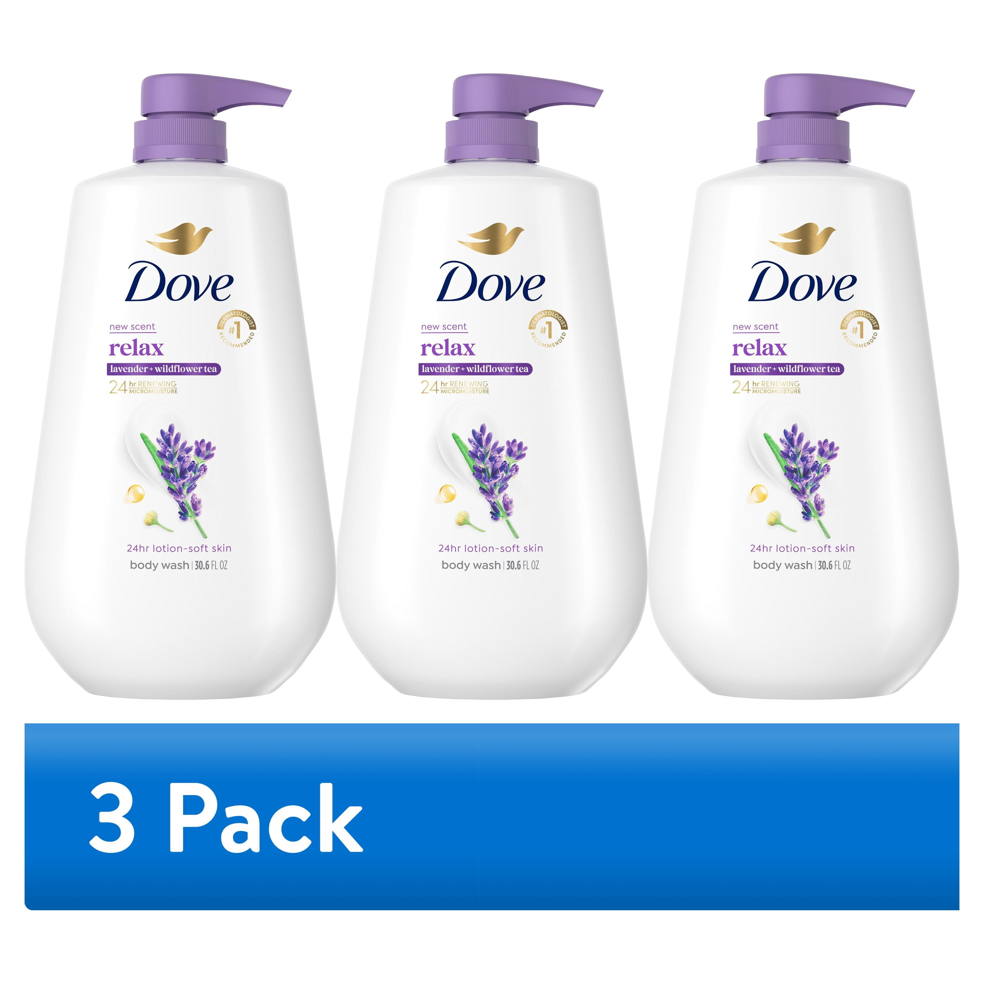 (3 Pack)  Body Wash with Pump for 24Hr Lotion-Soft Skin Relax Lavender Oil & Chamomile Moisturizing Skin Cleanser with No Sulfates No Parabens ,30.6 Fl Oz
