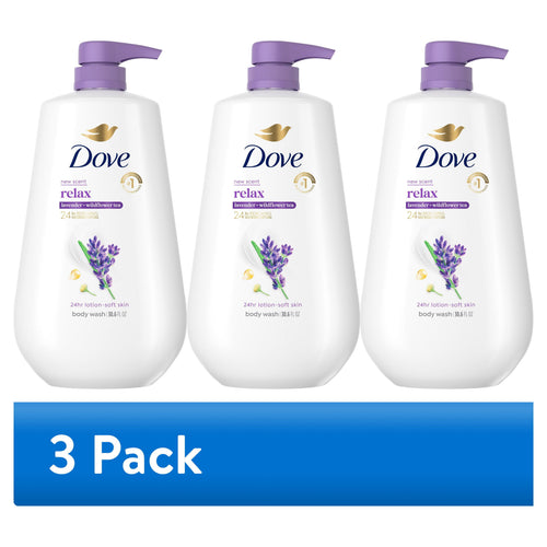 (3 Pack)  Body Wash with Pump for 24Hr Lotion-Soft Skin Relax Lavender Oil & Chamomile Moisturizing Skin Cleanser with No Sulfates No Parabens ,30.6 Fl Oz