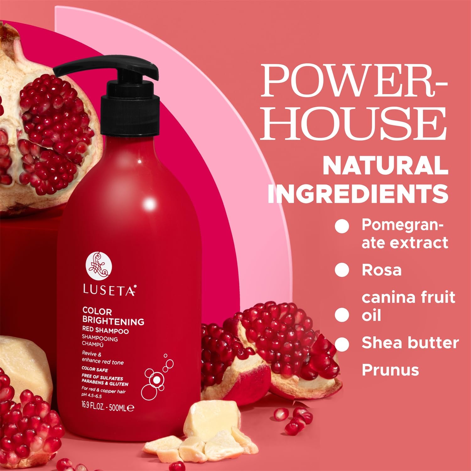 Luseta Color Brightening Red Shampoo for Red Hair, Enhancing Red Hair Shampoo for Color Treated, Color Depositing Shampoo for Copper Hair, Sulfate, Paraben & Cruelty Free 16.9Oz
