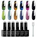 9D Cat Eye Gel Nail Polish, 7.5Ml*6 with Magnets Stick, Galaxy Chameleon Effect Silky Cat Eye Nail Gel Soak off Nail Art Salon Manicure Home Ladies Gift