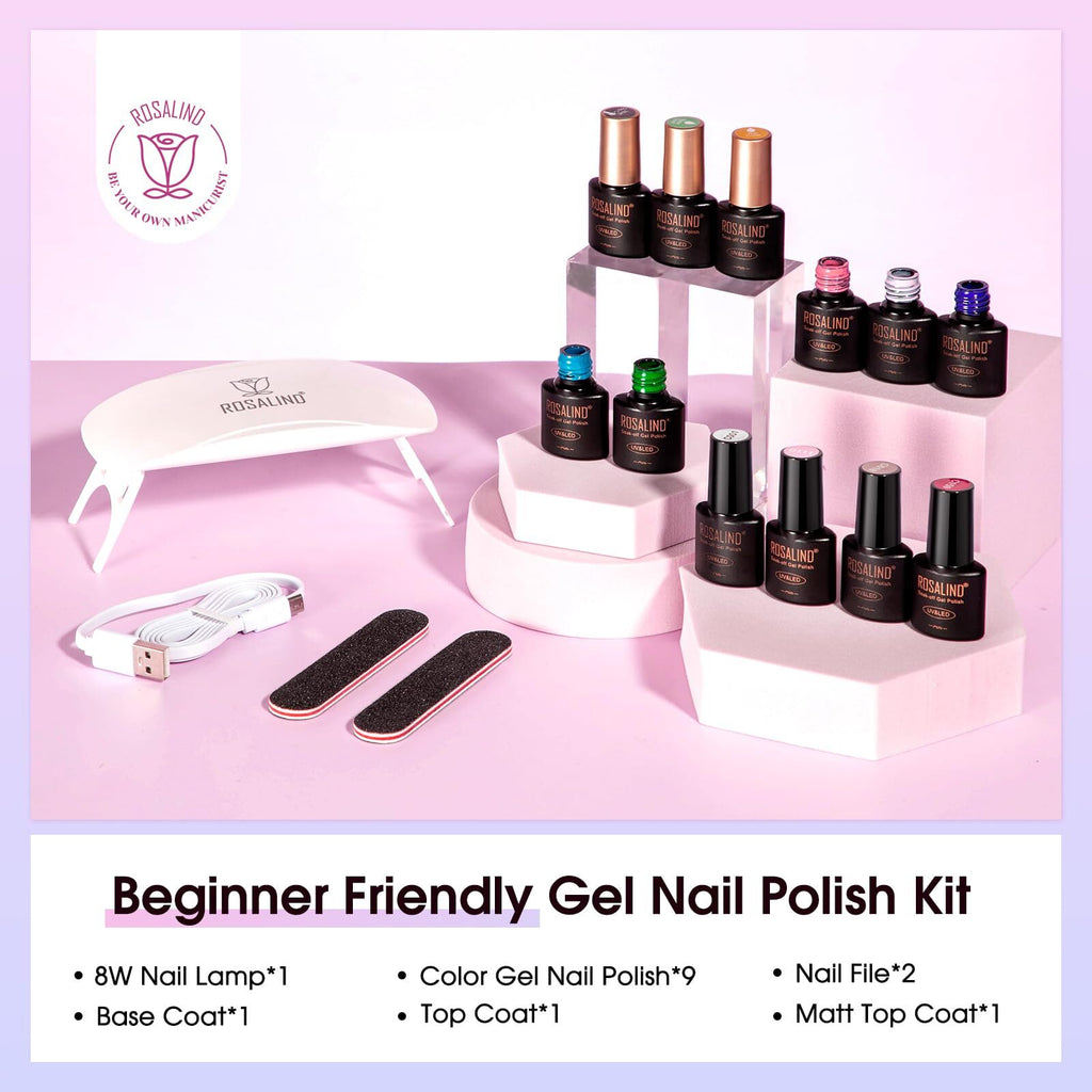 Kit De 14 Esmaltes De Uñas En Gel Con Miniluz Ultravioleta