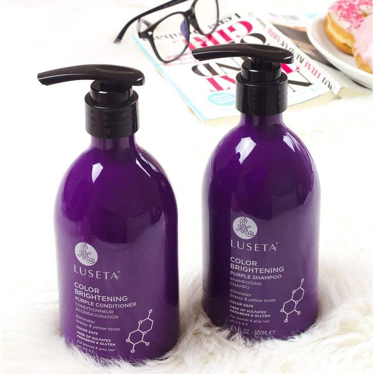 Luseta Purple Shampoo and Conditioner Set for Blonde, Gray - Color Treated Hair - Sulfate Free Paraben Free - Infused with Cocos Nucifera Oil for Curly and Damaged Hair - 2X16.9Oz