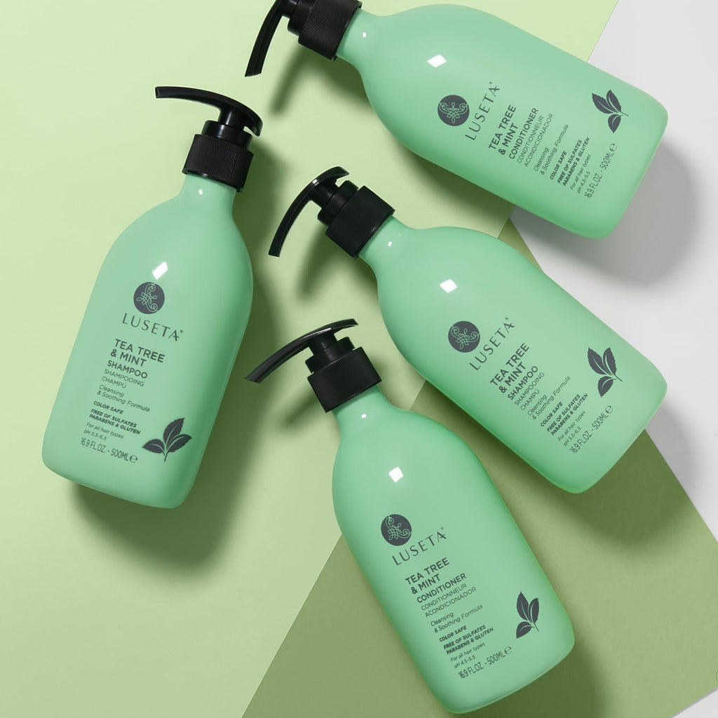 LUSETA Tea Tree Mint Shampoo and Conditioner for Hair Cleaning, Clarifying with Lavender, Tea Tree & Peppermint Oil, Soothe the Scalp, Fight Itchy, Hydrating for Women and Men, 16.8Oz*2