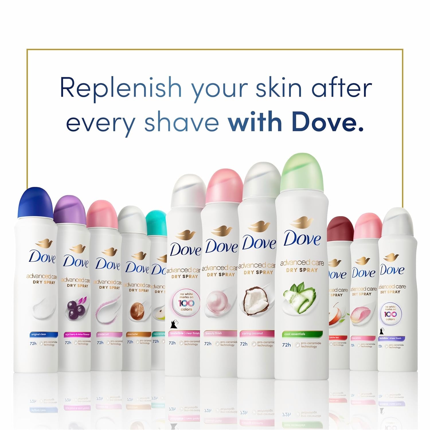 Dove Advanced Care Antiperspirant Deodorant Spray Powder Soft 3 Count to Help Skin Barrier Repair after Shaving 72 Hour Antiperspirant Deodorant for Soft Underarms with Boosted Ceramide Levels 3.8 Oz