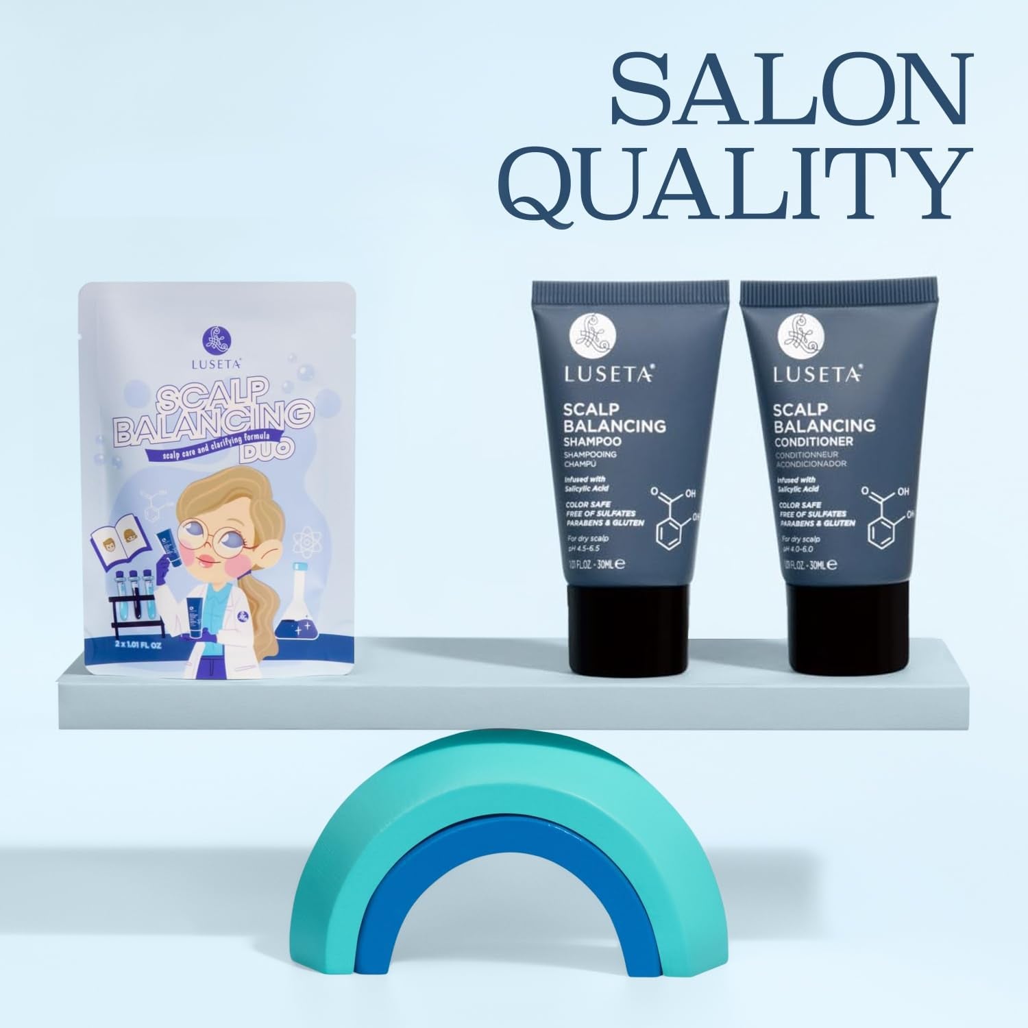 Scalp-Balancing Travel Size Shampoo and Conditioner Set for Women, Salicylic Acid Travel Shampoo and Conditioner, Anti-Dandruff Shampoo for Men, Clarifying, Ph-Balanced, 2 X 1.01 Fl Oz