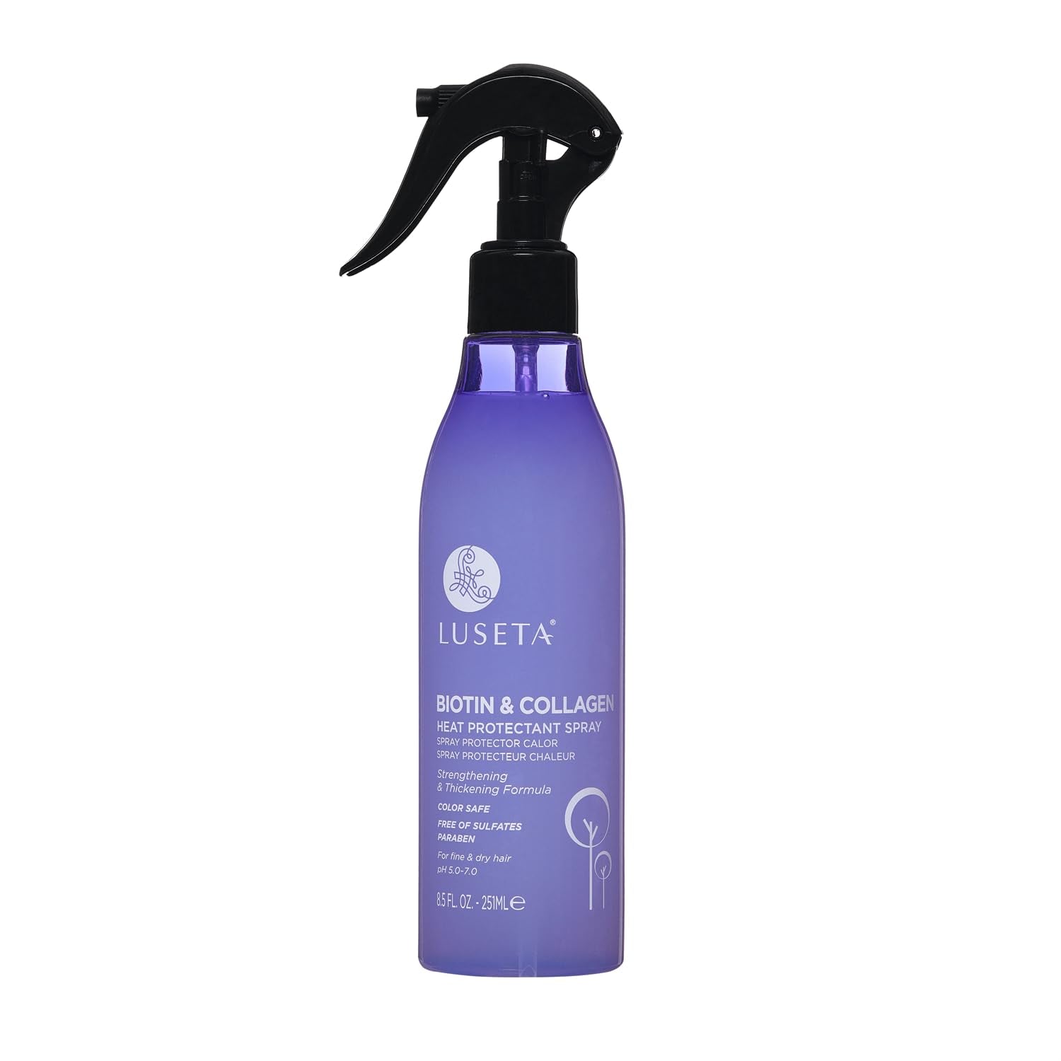 Luseta Biotin & Collagen Heat Protection Spray, Preventing Heat-Induced Hair Breakage for Styling, for Women and Men 8.5Oz