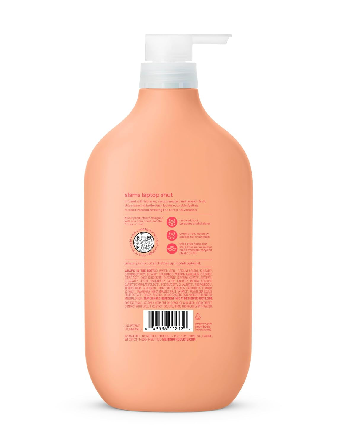 Method Body Wash, Island Mist-Leaves Skin Feeling Soft & Moisturized, Made without Parabens, Notes of Hibiscus, Mango Nectar & Passion Fruit, 28 Fl Oz