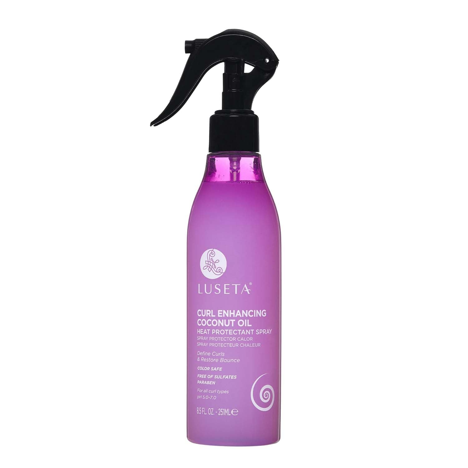 Luseta Curl Heat Protectant Spray for Curly & Wavy Hair, 8.5 Oz | Thermal Protection, Define Curls & Resotre Bounce, Reduces Frizz, Coconut Oil, Argan Oil, for Women and Men