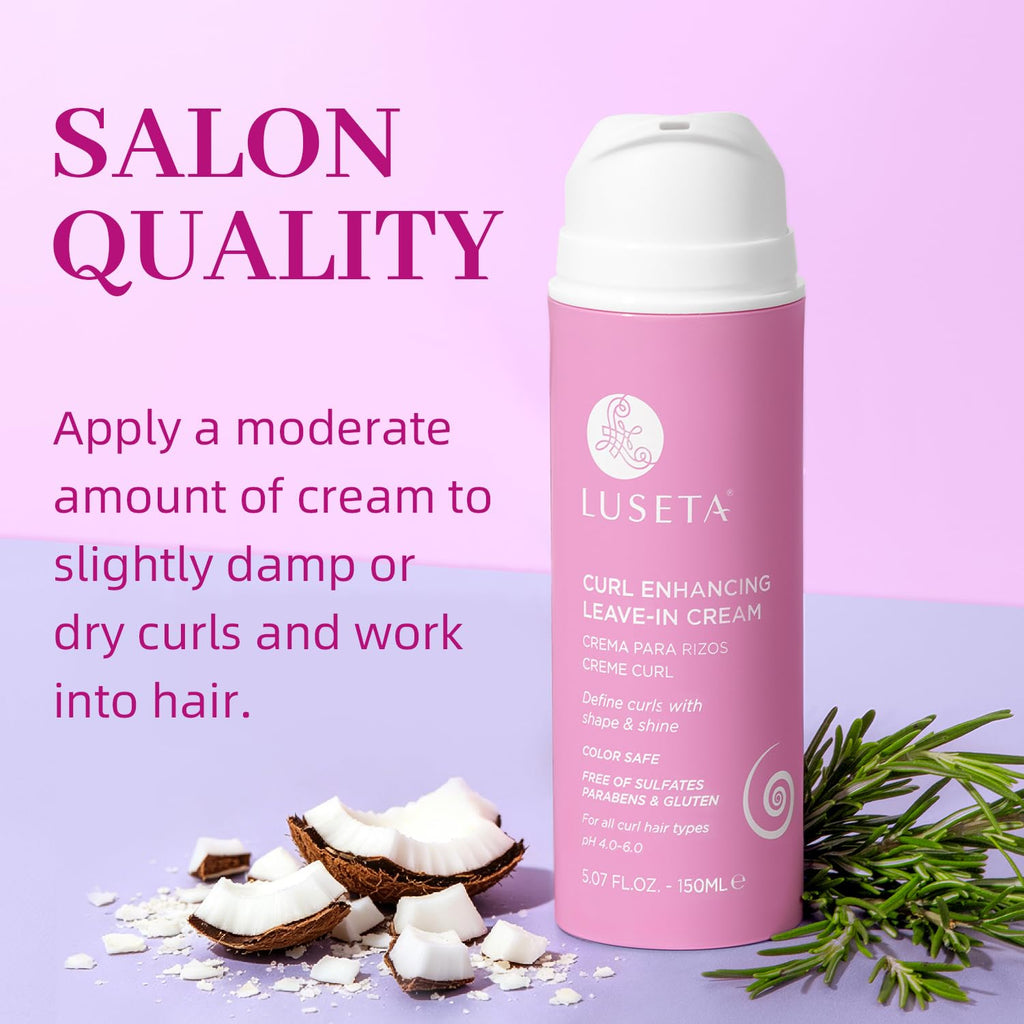 Luseta Curl Defining Cream Enhances Waves and Curls Hydrating and Moisturizing Leave in Cream for Curly Hair Frizz Control Add Shine Sulfate Free 5.07 Oz | Enhances Natural Waves & Curls, Restore Bounce, Helps Smooth Dry Strands, Control Frizz and Keeps Curls Soft and Manageable