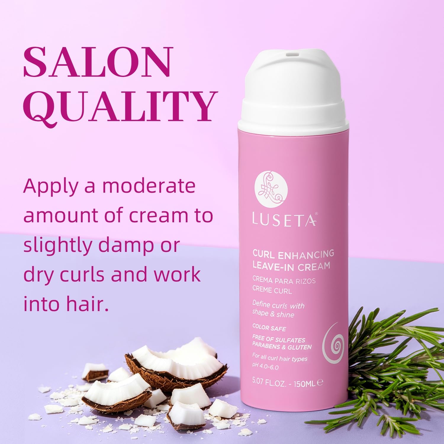 Luseta Curl Defining Cream Enhances Waves and Curls Hydrating and Moisturizing Leave in Cream for Curly Hair Frizz Control Add Shine Sulfate Free 5.07 Oz | Enhances Natural Waves & Curls, Restore Bounce, Helps Smooth Dry Strands, Control Frizz and Keeps Curls Soft and Manageable