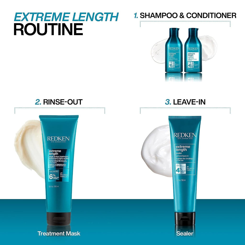 Redken Extreme Length Biotin Shampoo for Longer Hair – Promotes Healthy Hair Growth, Strengthens Damaged Hair, Prevents Hair Breakage, Infused with Biotin ​