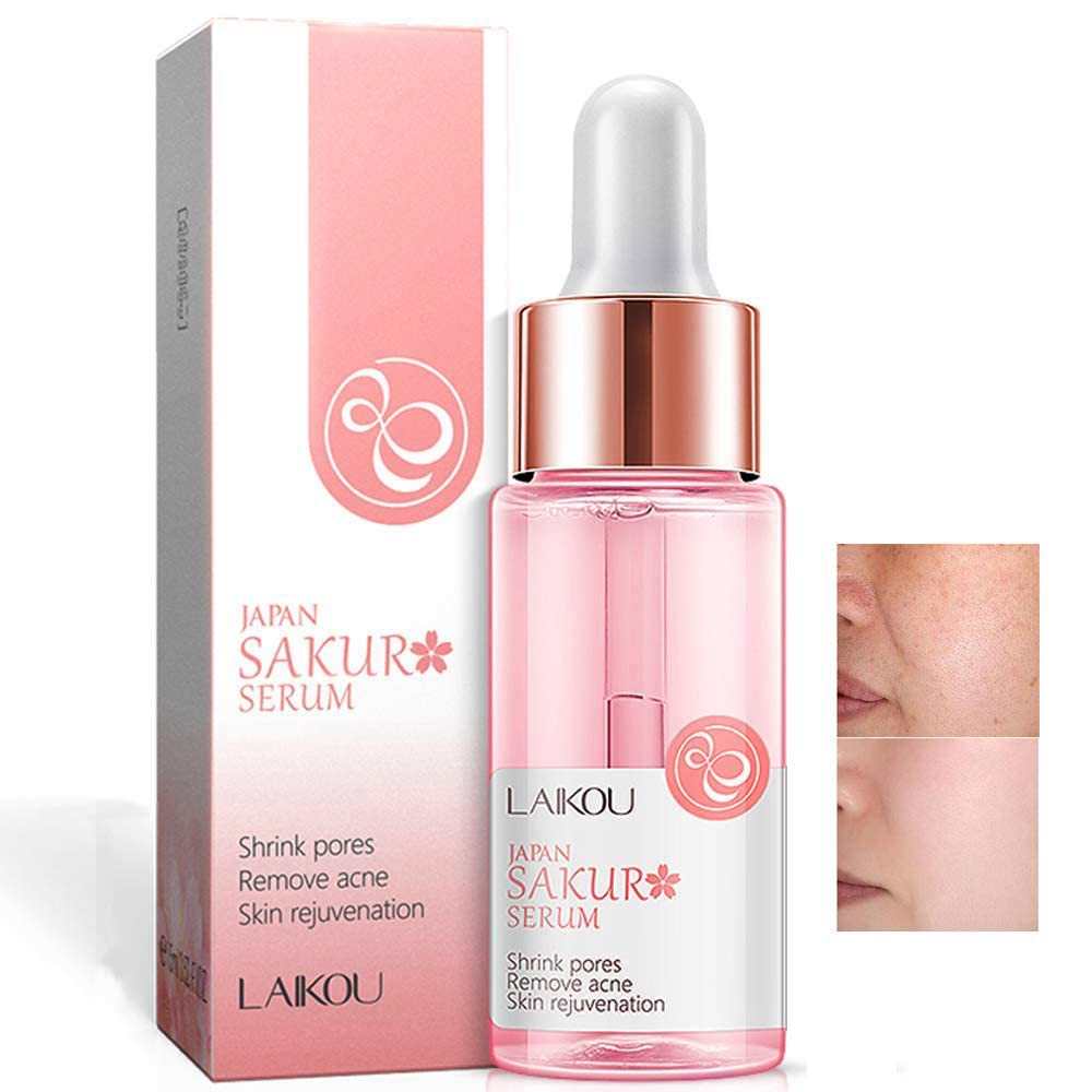 Sakura Face Fluid Essence Moisturizing Skin Shining Cherry Blossom Hyaluronic Acid Serum Essence Shrink Pores Tightening Skin Face Solution (17Ml)