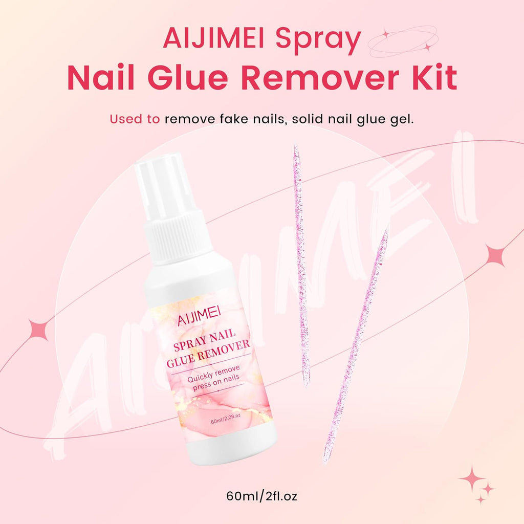 Spray Nail Glue Remover 60Ml 2Fl.Oz for Press on Nails Remove Solid Glue Gel Remover Acrylic Flase Tips off Nail Charms for Salon & Home