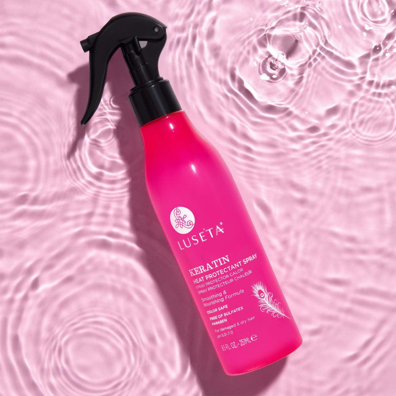 Luseta Keratin Heat Protectant Spray for Dry & Damaged Hair, 8.5 Oz | Thermal Protection, Repairs & Strengthens, Frizz Control, Split End Care, Smoothing Treatment, Lightweight Formula