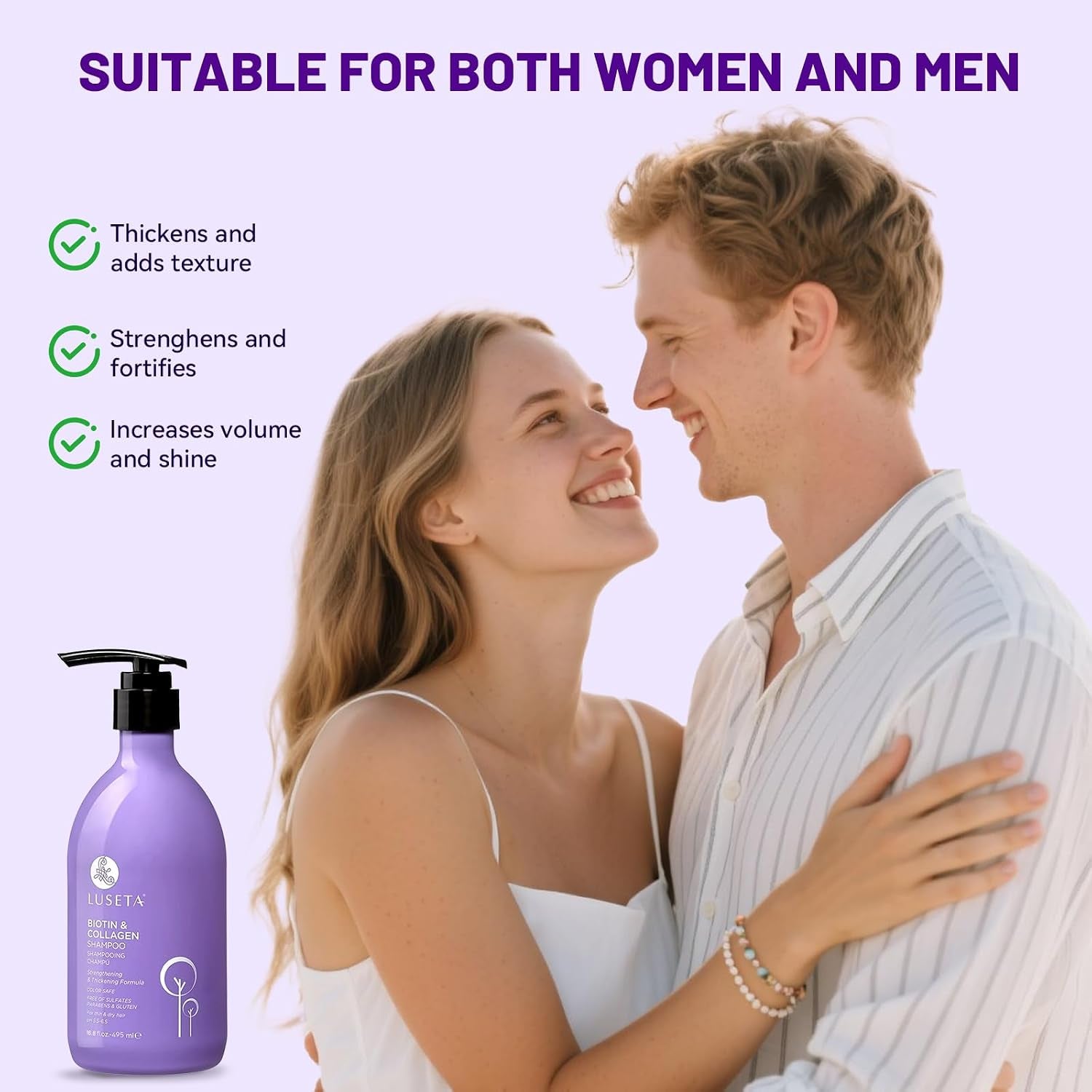 Thickening Shampoo for Fine Thin Hair - Volumizing Biotin & Collagen Formula for Flat Limp Hair, Adds Body and Fullness, Sulfate-Free, Paraben-Free, 16.8Oz