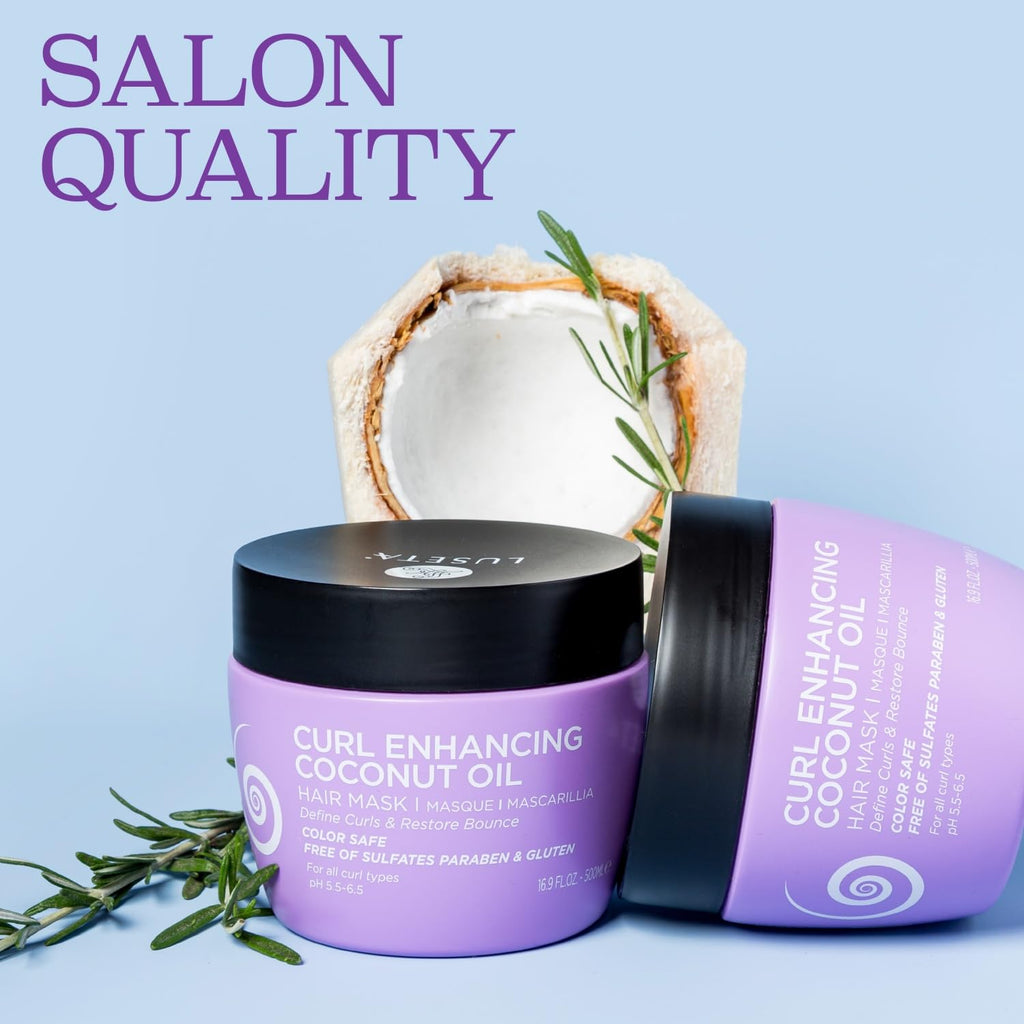 Luseta Curly Hair Mask with Coconut Oil for Curly & Wavy Hair 16.9 Oz | Restores Bounce，Deep Conditioning, Smooth Shine, Easy Detangling, Improves Manageability, Healthy-Looking Hair