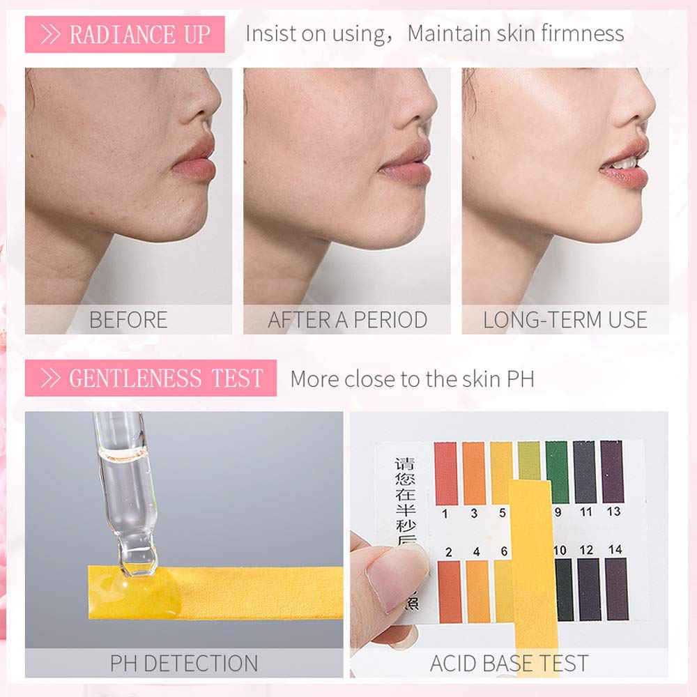 Sakura Face Fluid Essence Moisturizing Skin Shining Cherry Blossom Hyaluronic Acid Serum Essence Shrink Pores Tightening Skin Face Solution (17Ml)