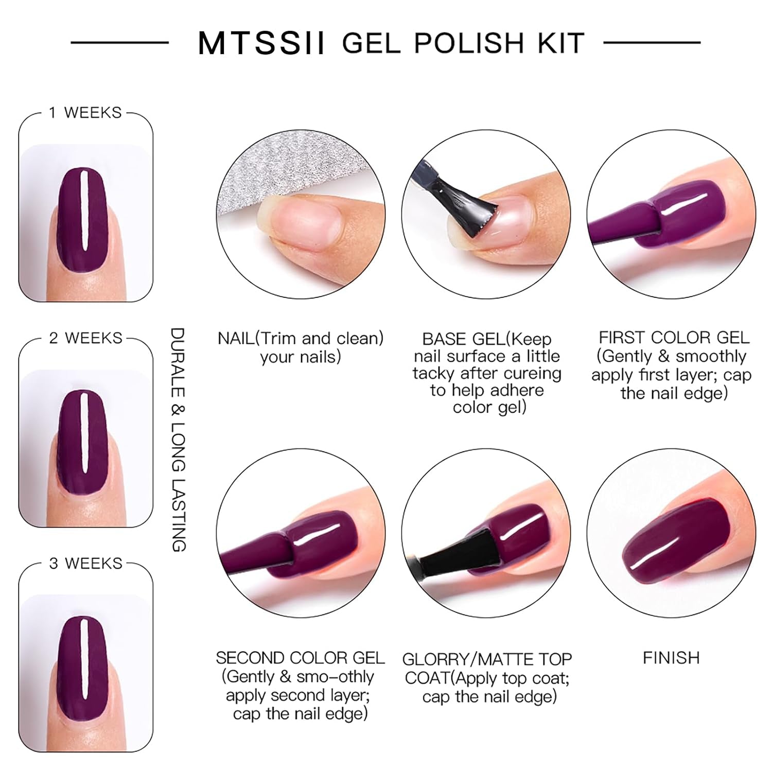 Gel Nail Polish Set 12 Colors Blue Purple Gel Polish Kit Baby Blue Lavender Dark Purple Glitter Gel Nail Polish Aquamarine Mermaid Soak off Uv LED Gel Manicure DIY Nail Home