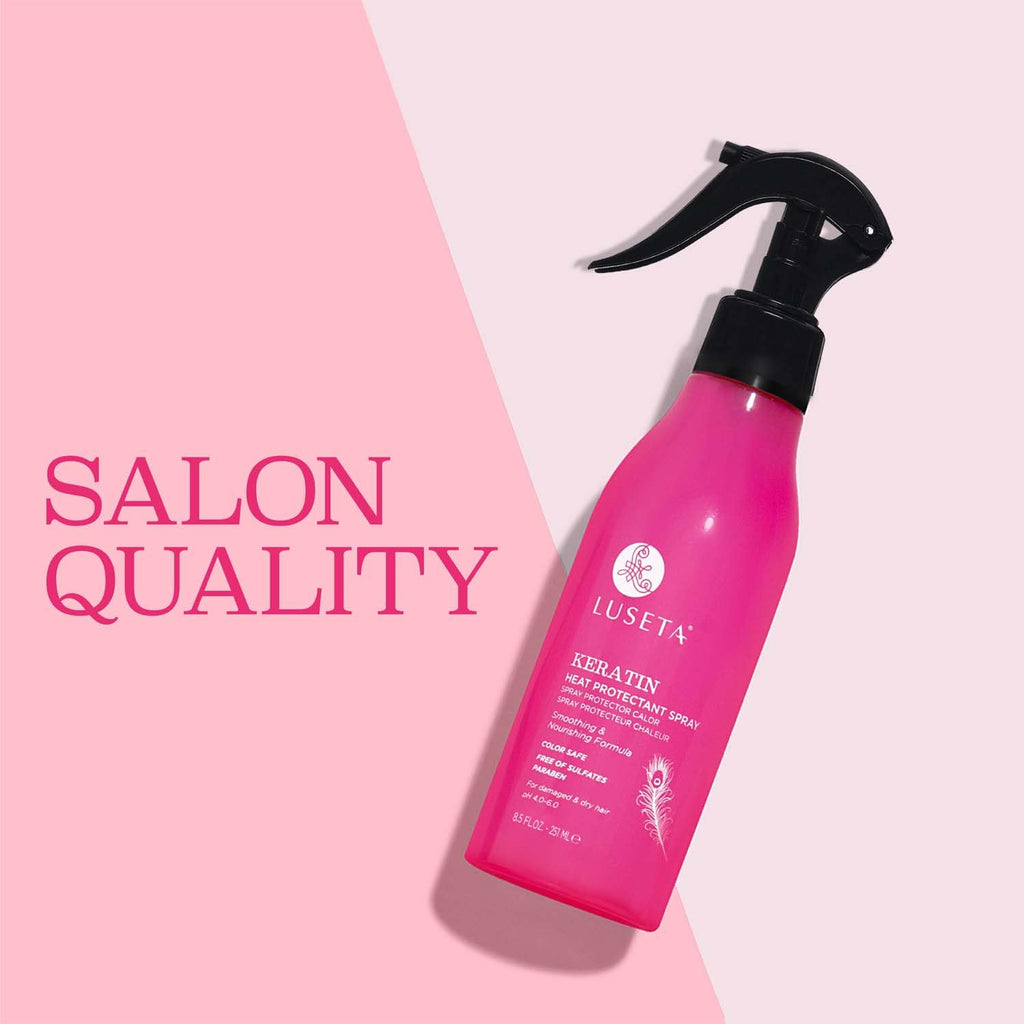 Luseta Keratin Heat Protectant Spray for Dry & Damaged Hair, 8.5 Oz | Thermal Protection, Repairs & Strengthens, Frizz Control, Split End Care, Smoothing Treatment, Lightweight Formula