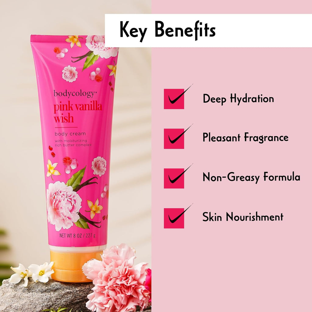 Shea Butter Body Cream, Pink Vanilla Wish, 8 Oz