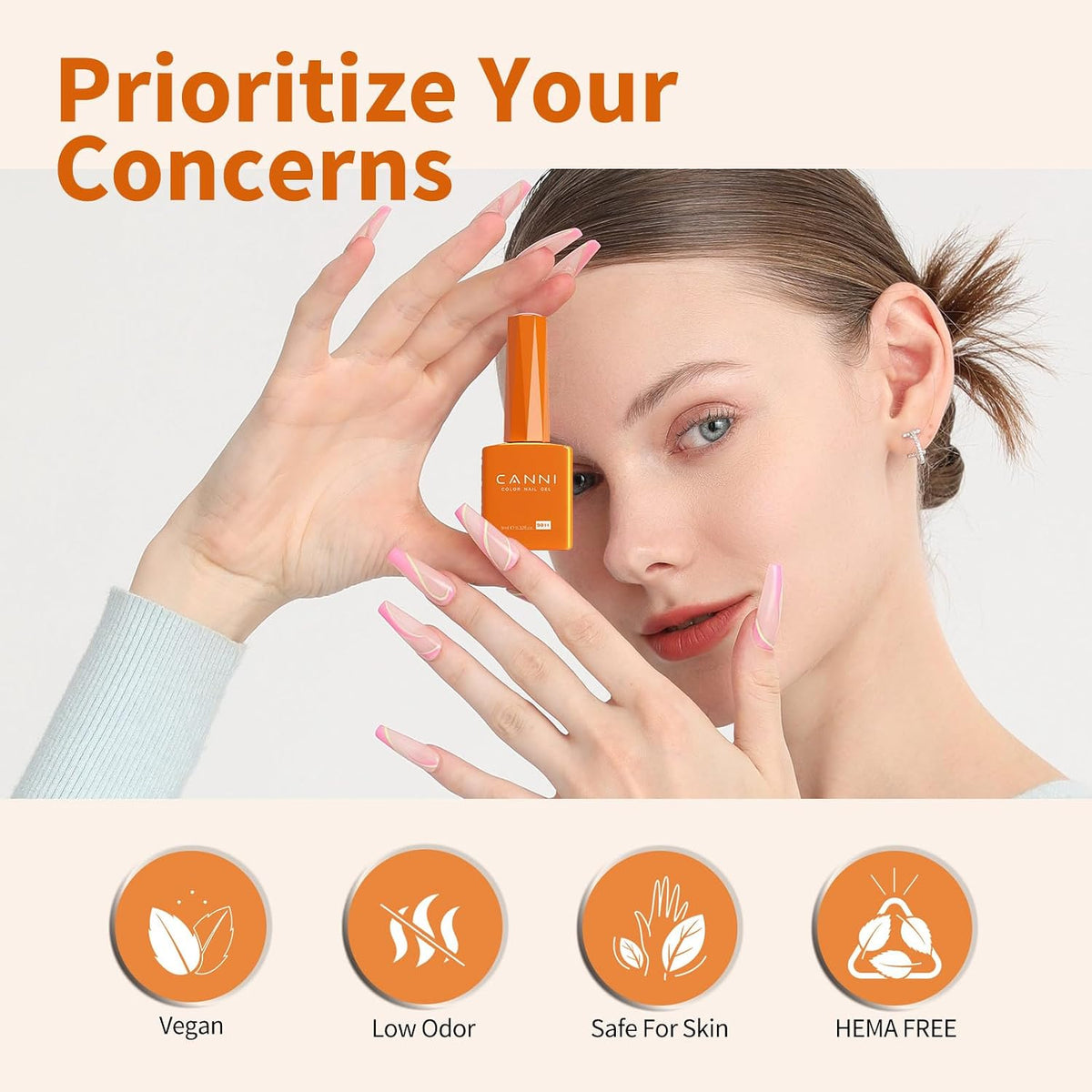Bright Orange Gel Nail Polish, 1Pcs Orange Gel Polish Color High Gloss Soak off U V Nail Manicure Salon DIY