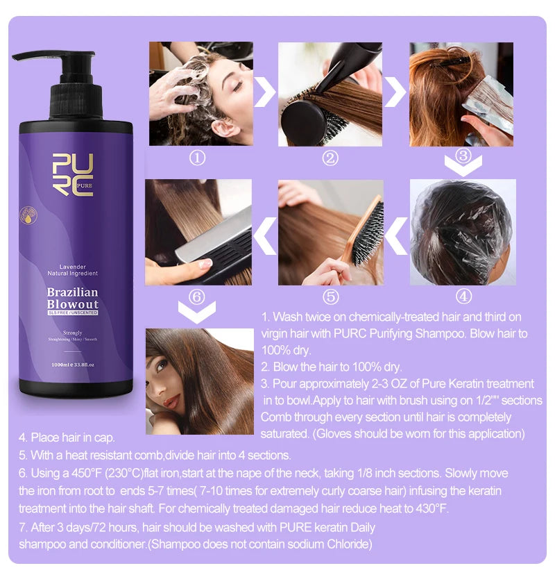 Keratin Straightening Treatment Brazilian Keratin Hairs Treatment Curly Repair Smoothing Hair Care Lavender Salon Products