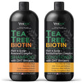 Tea Tree Oil Shampoo and Conditioner Set with Biotin, DHT Blockers, Itchy Scalp Relief, Supports Thicker-Looking Hair, Cleanses Dandruff & Buildup, for Men & Women, Made in USA, 16 Fl Oz Each